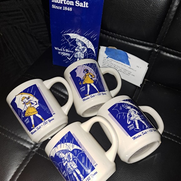 NIB VINTAGE Morton Salt 150 YR Umbrella Girl Cups 1914, 1921, 1956, 1968 - Picture 2 of 6